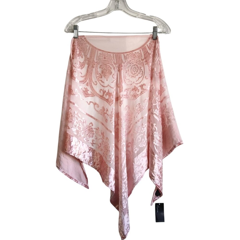 Cejon New with Tags Fairycore Pink Crushed Velvet Burn Out Shawl One Size